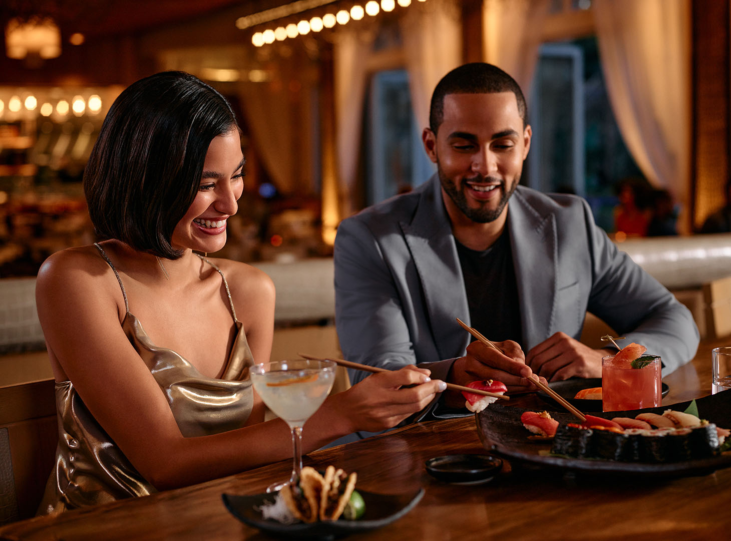 Couple checking into a hotel
