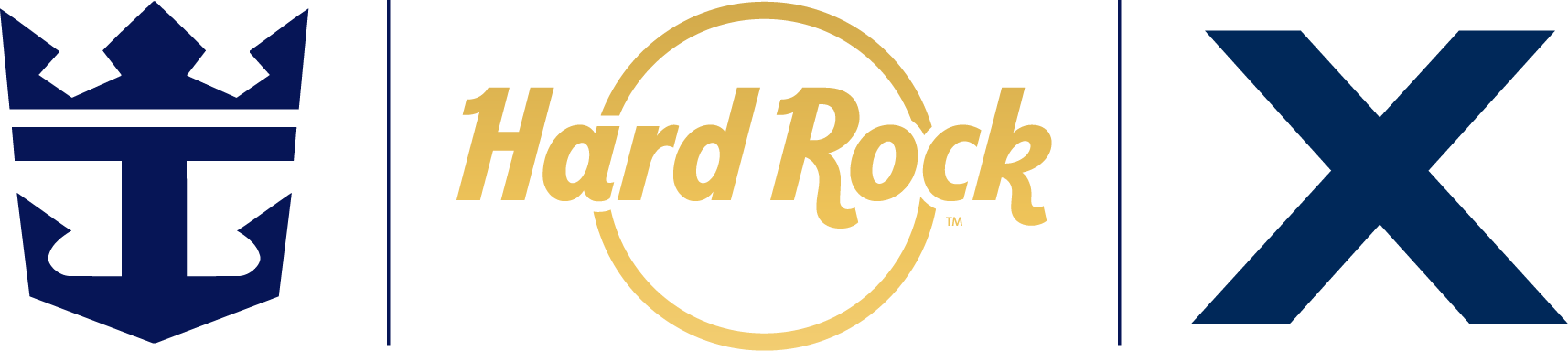 Logos for Royal Caribbean, Hard Rock and Celebrity Cruises 