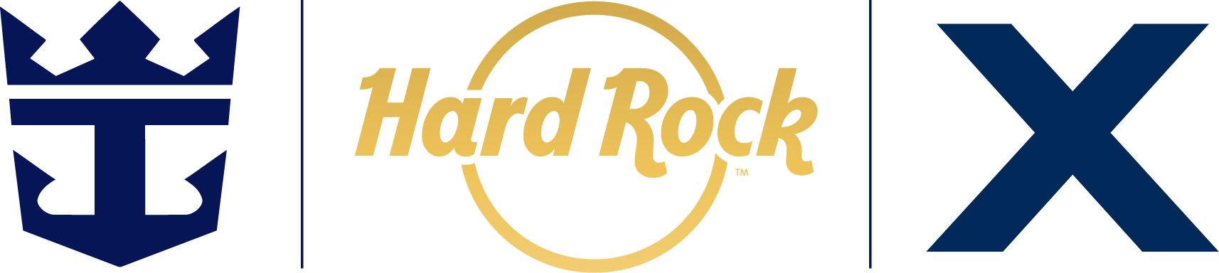 Logos for Royal Caribbean, Hard Rock and Celebrity Cruises 